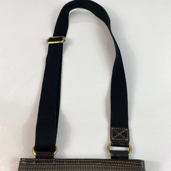 Tommy Hilfiger Womens Crossbody Bag Gray Brown Houndstooth Pocket Logo - Picture 2 of 5